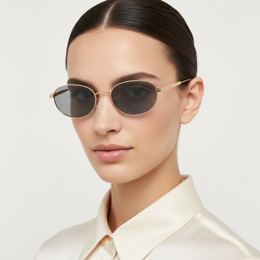 Portrait close-up lunettes de soleil ovales - Qualité premium et design élégant
