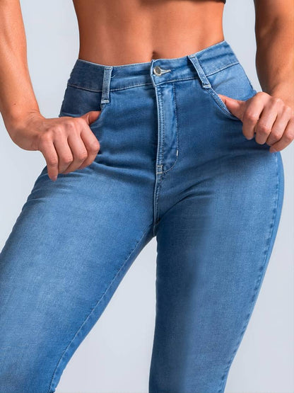 Jean Évasé Taille Haute Femme Effet Délavé Foncé - Pantalon Bootcut Stretch Confort PL971STORE