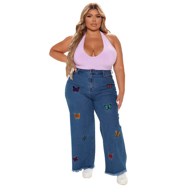 Jean Papillon Taille Haute Grande Taille – Denim Stretch Sculptant