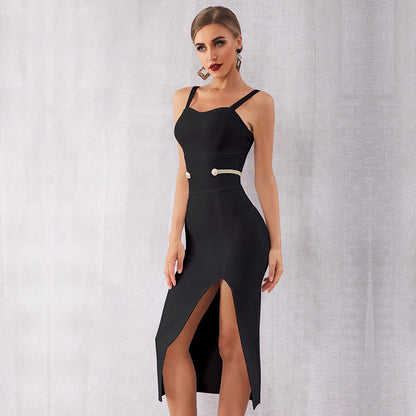 Robe Bandage Sexy Col V Profond avec Fente - Moulante Élégante pour Soirée & Cocktail PL971STORE