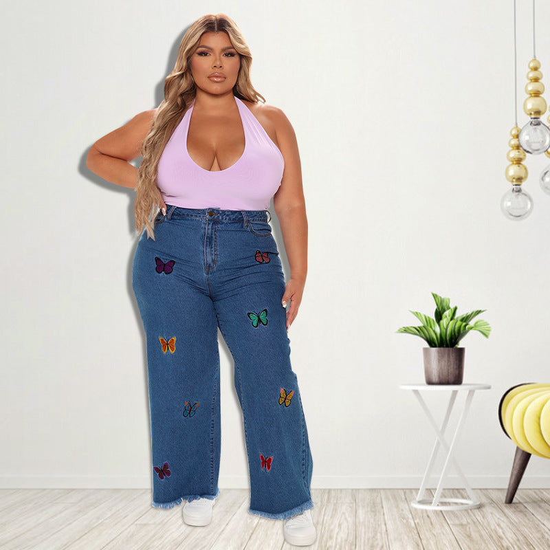 Jean Papillon Taille Haute Grande Taille – Denim Stretch Sculptant